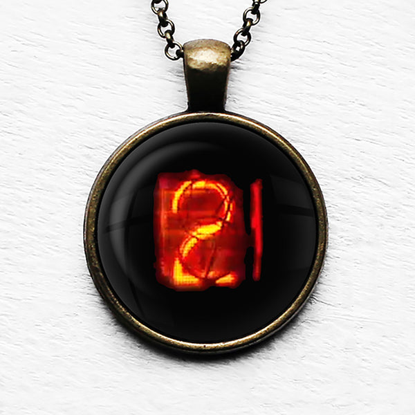 Dieselpunk Steampunk Cyberpunk Nixie Tube Print Number 2 Two Pendant & Necklace