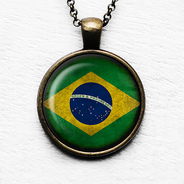 Brazil Brazilian Flag Pendant & Necklace