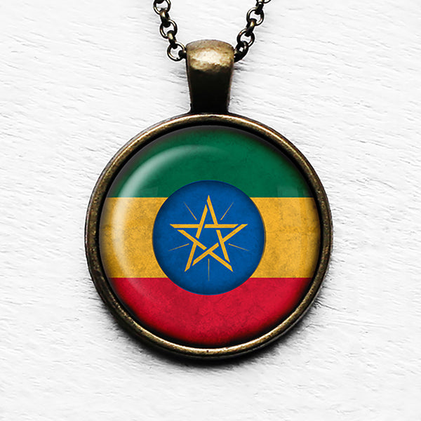 Ethiopia Ethiopian Flag Pendant & Necklace