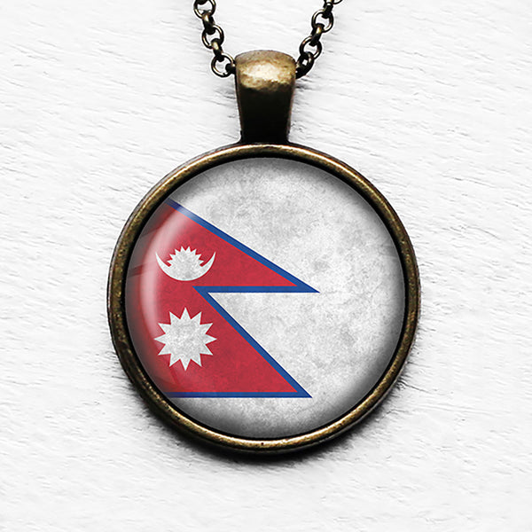 Nepal Nepalese Flag Pendant & Necklace