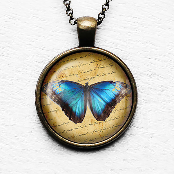 Blue Butterfly Pendant & Necklace