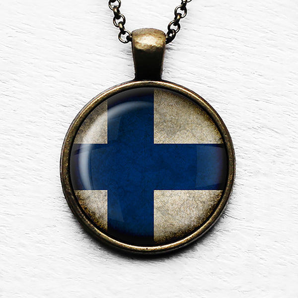 Republic of Finland Finnish Flag Pendant & Necklace