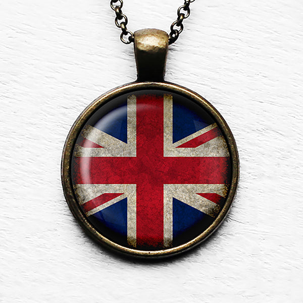 United Kingdom UK Commonwealth Union Jack Flag Pendant & Necklace