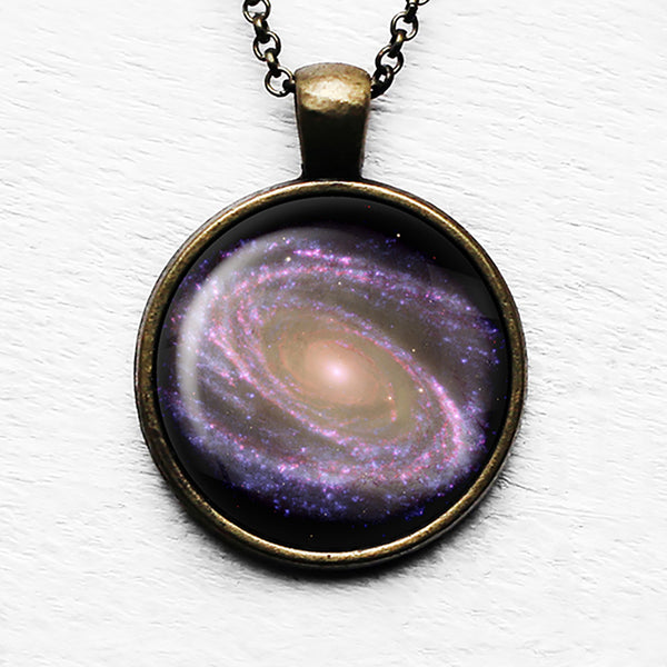 NASA Photograph Purple Galaxy Pendant & Necklace