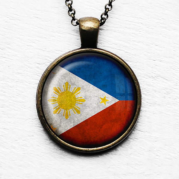 Philippines Filipino Flag Pendant & Necklace