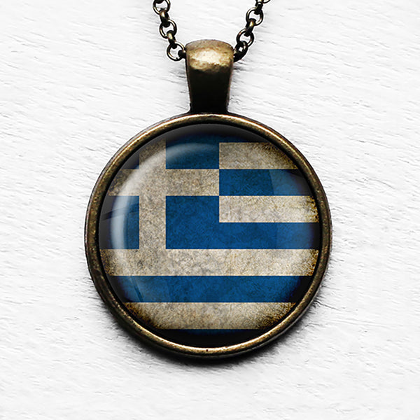 Greece Greek Ελλάδα Flag Pendant & Necklace