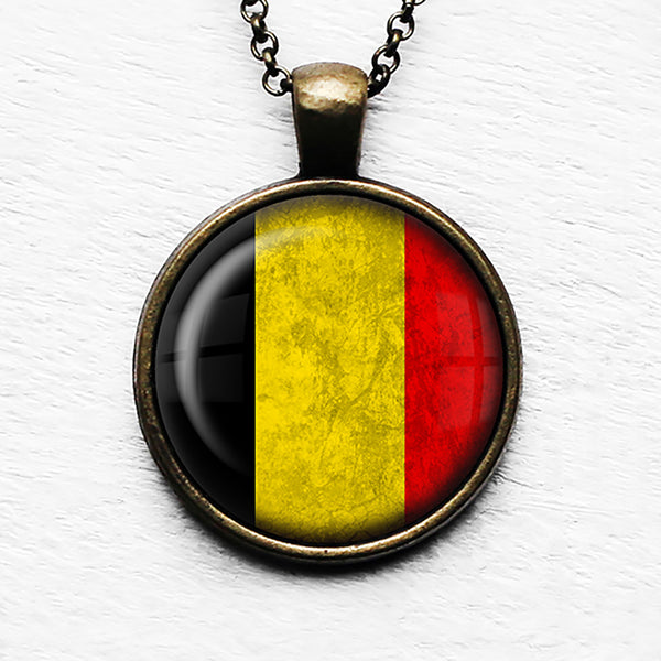 Belgium Belgian Flag Pendant & Necklace