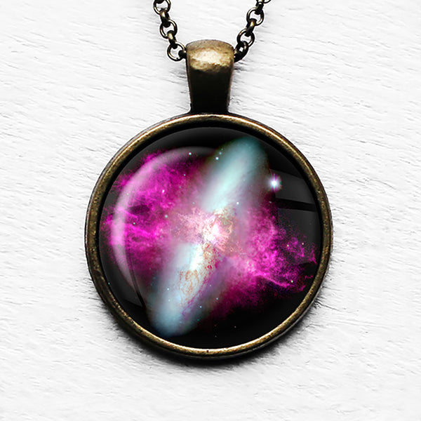 NASA Photograph Nebula Red White Pendant & Necklace