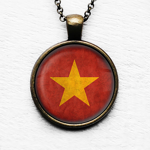 Vietnam Vietnamese Flag Pendant & Necklace