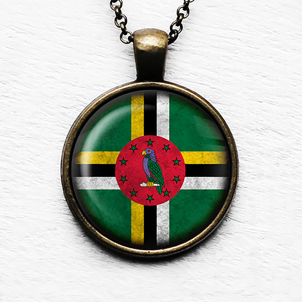 Dominica Dominican Dominiquais Flag Pendant & Necklace