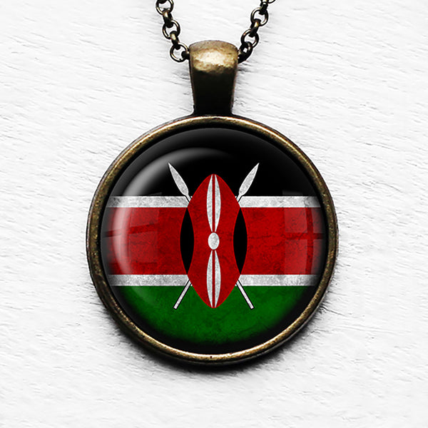 Kenya Kenyan Flag Pendant & Necklace