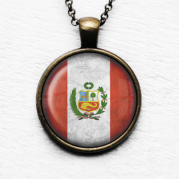 Peru Peruvian Flag Pendant & Necklace