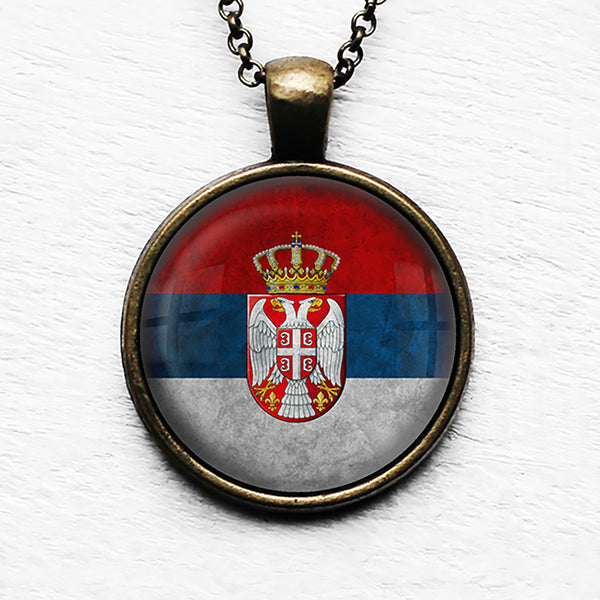 Serbia Serbian Flag Pendant & Necklace