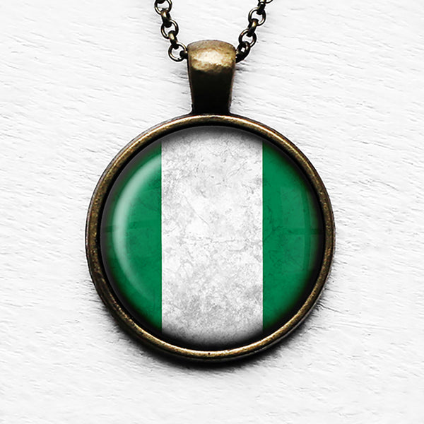 African Nation Nigeria Flag Pendant & Necklace