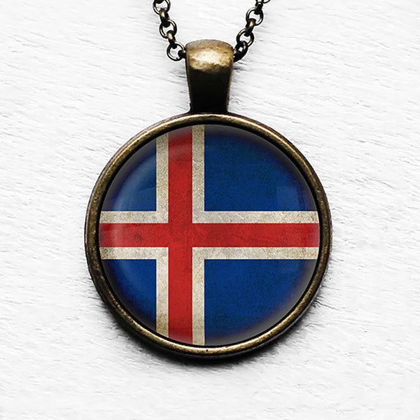 Iceland Icelandic Flag Pendant & Necklace