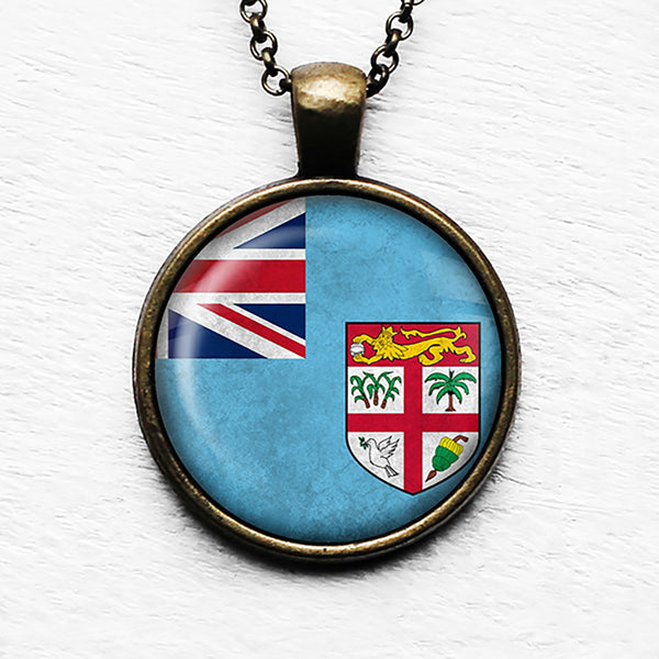 Fiji Fijian Flag Pendant & Necklace