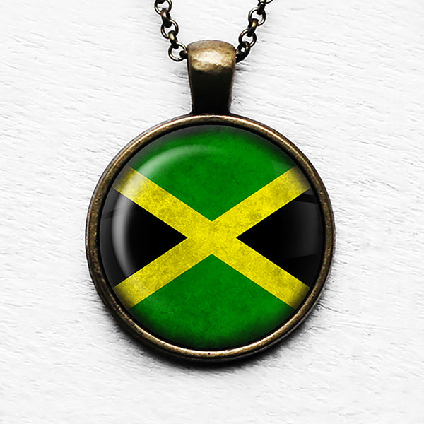 Jamaica Jamaican Flag Pendant & Necklace