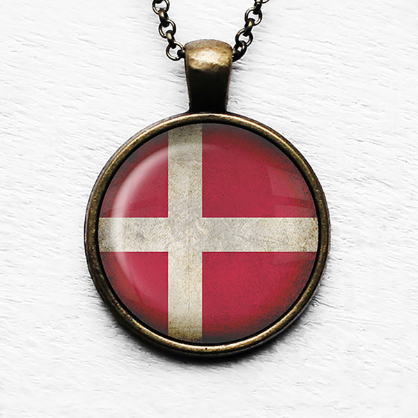 Denmark Danish Flag Pendant & Necklace