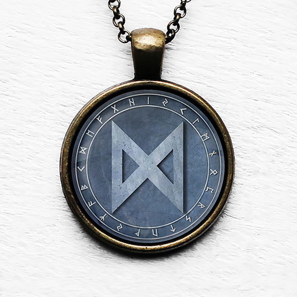 Viking Runes Elder Futhark Rune Circle D Dagaz Dawn Pendant & Necklace