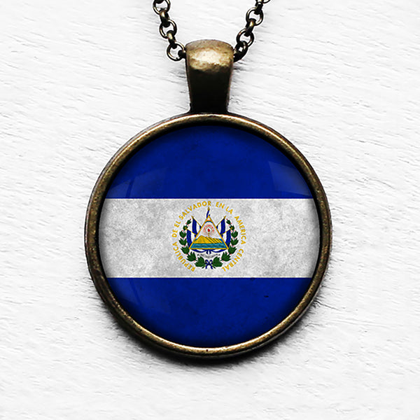 El Salvador Salvadoran Flag Pendant & Necklace