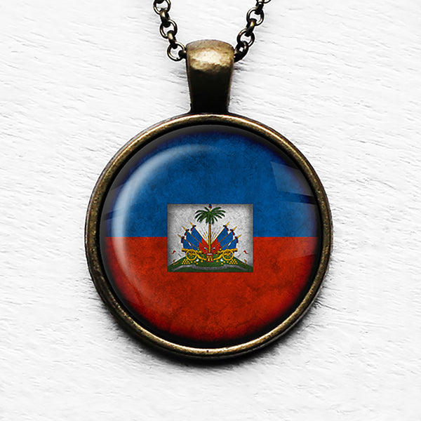 Haiti Haitian Flag Pendant & Necklace