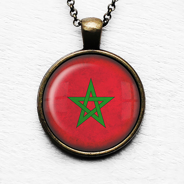 Morocco Moroccan Flag Pendant & Necklace