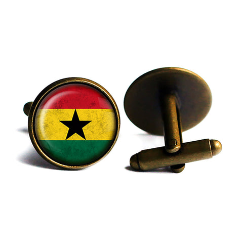 African Nation Ghana Flag Antique Bronze Cufflinks