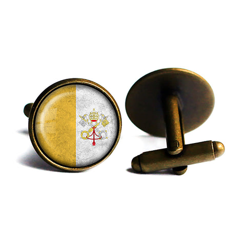 Vatican City Flag Antique Bronze Cufflinks