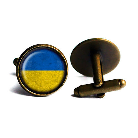 Ukraine Ukranian Flag Antique Bronze Cufflinks