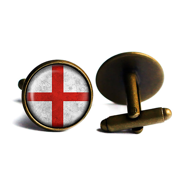 England English Flag Antique Bronze Cufflinks