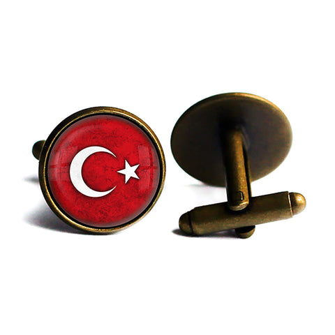 Turkey Turkish Flag Antique Bronze Cufflinks