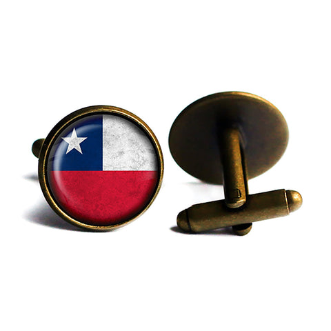 Chile Chilean Flag Antique Bronze Cufflinks