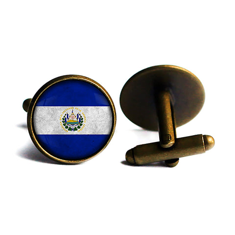 El Salvador Salvadoran Flag Antique Bronze Cufflinks