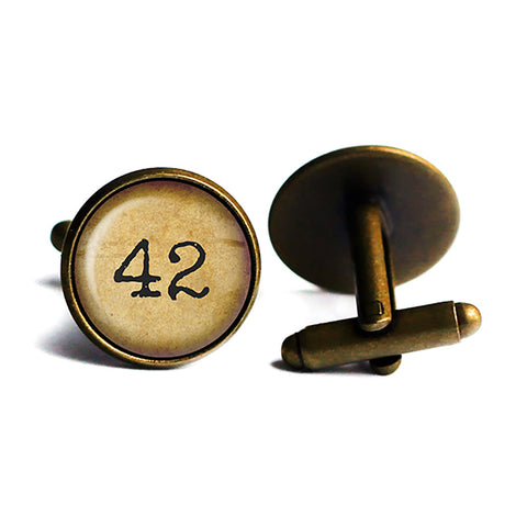 Meaning of Life Forty-Two 42 Antique Bronze Cufflinks