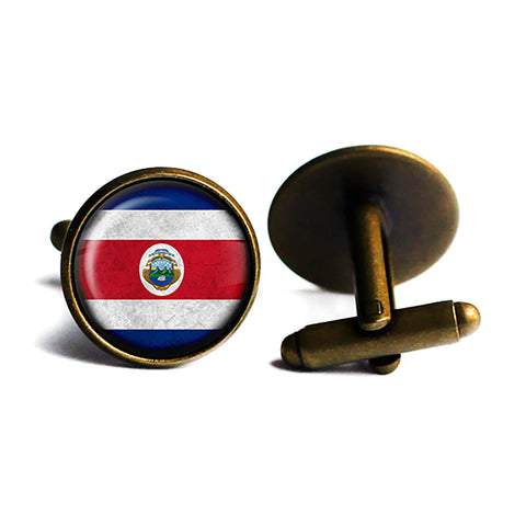 Costa Rica Costa Rican Flag Antique Bronze Cufflinks