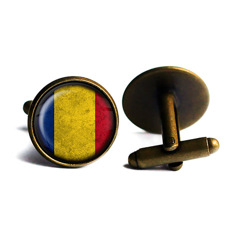 Romania Romanian Flag Antique Bronze Cufflinks