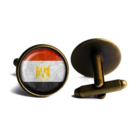 Egypt Egyptian Flag Antique Bronze Cufflinks