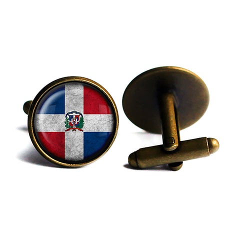 The Dominican Republic Dominican Flag Antique Bronze Cufflinks