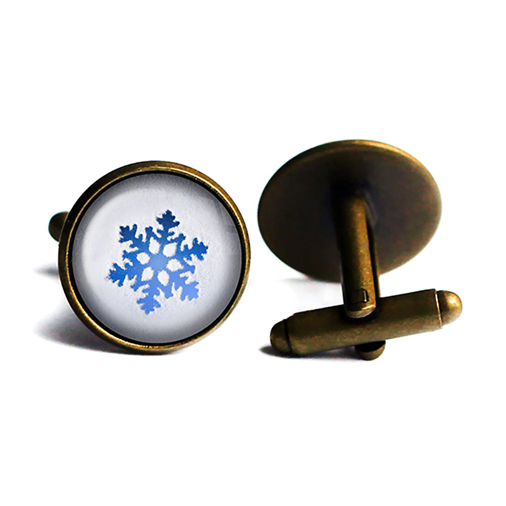 Frozen Snowflake Snow Antique Bronze Cufflinks