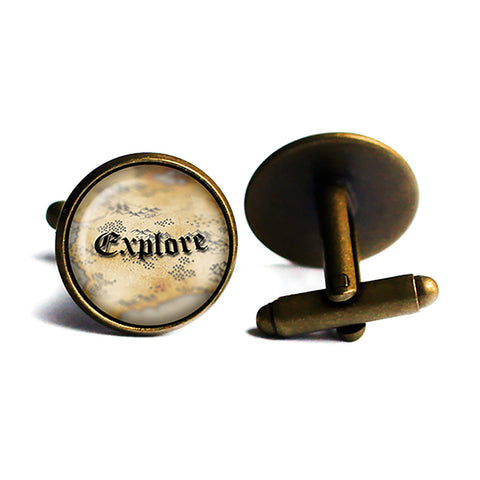 Explore Ancient Cartography Map Antique Bronze Cufflinks