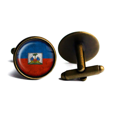 Haiti Haitian Flag Antique Bronze Cufflinks