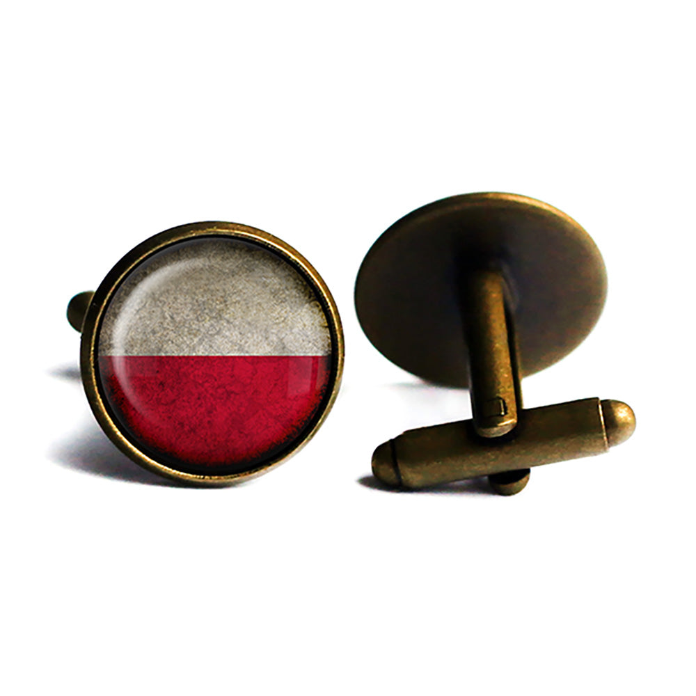 Poland Polish Polska Flag Antique Bronze Cufflinks