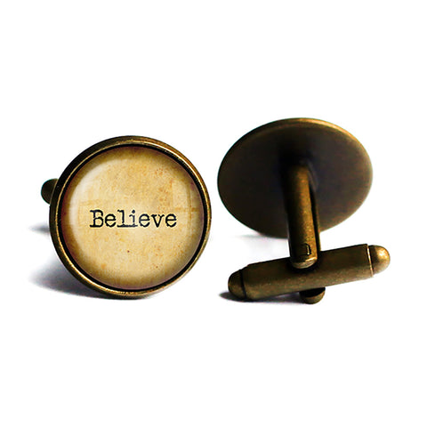 Believe Antique Bronze Cufflinks