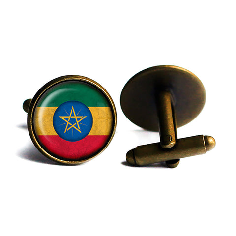 Ethiopia Ethiopian Flag Antique Bronze Cufflinks