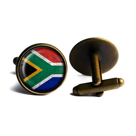 South Africa South African Flag Antique Bronze Cufflinks