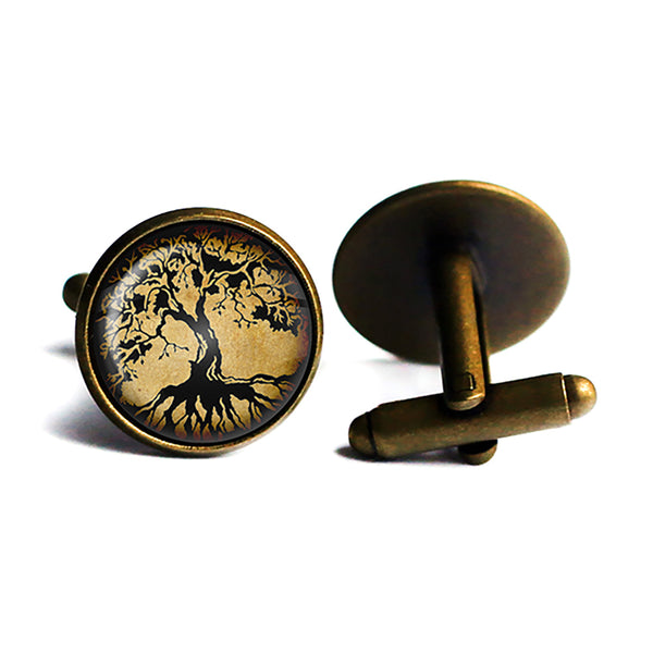 Tree of Life Nature Antique Bronze Cufflinks