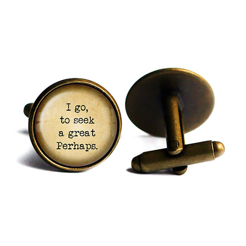 Francois Rabelais I go to Seek a Great Perhaps Antique Bronze Cufflinks