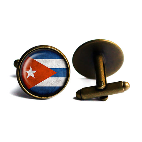 Cuba Cuban Flag Antique Bronze Cufflinks