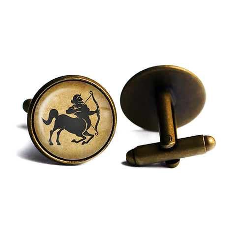 Astrology Zodiac Sign Sagittarius Antique Bronze Cufflinks