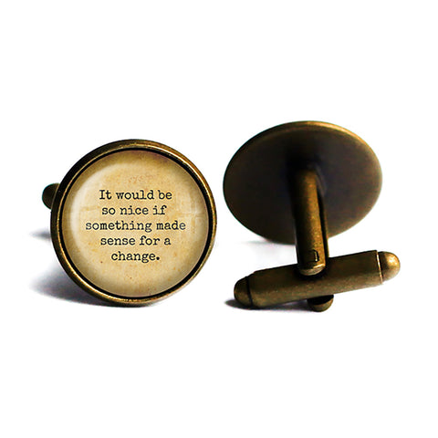 Alice in Wonderland So Nice if Something Made Sense Antique Bronze Cufflinks